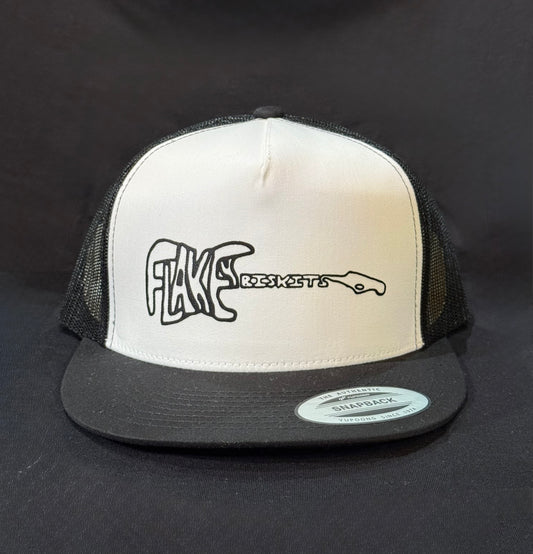 White Black Flakey Flatbill  Hat