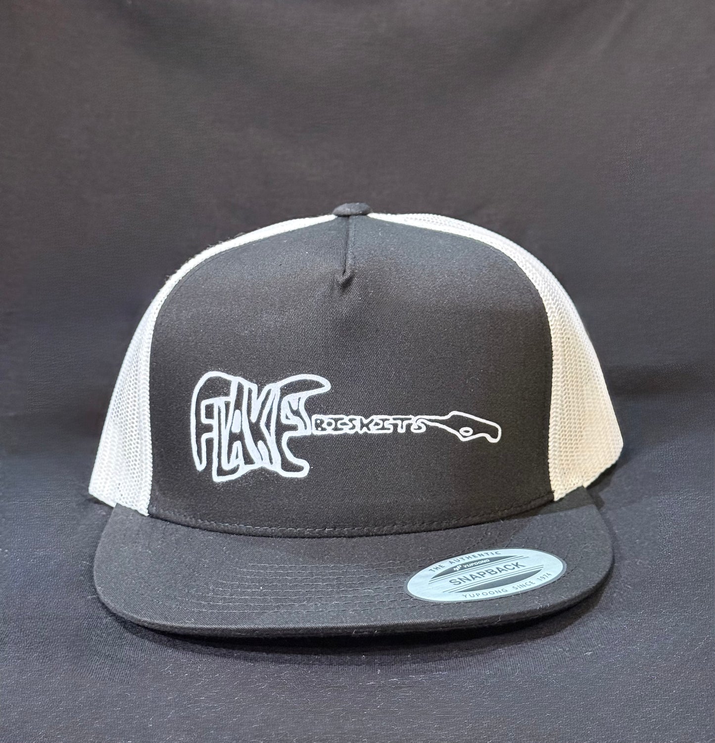 White Black Flakey Flatbill  Hat