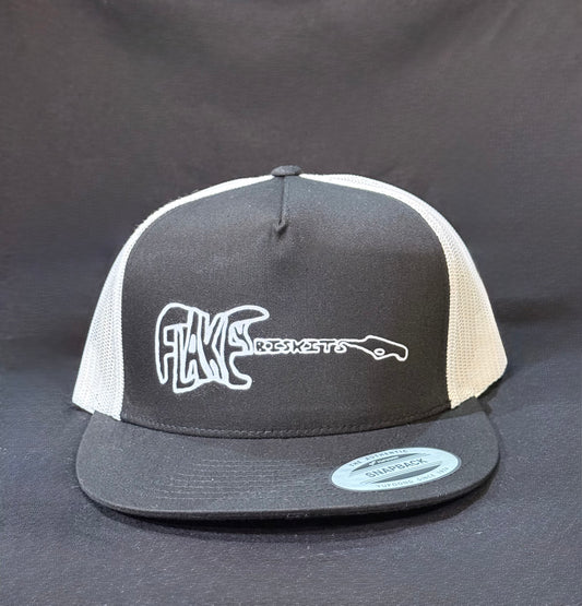 White Black Flakey Flatbill  Hat